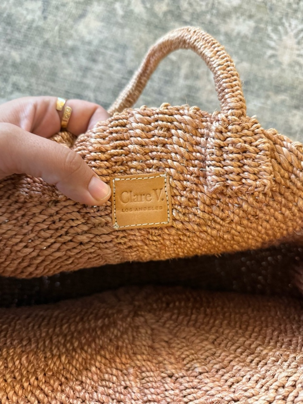 Clare V. Straw Alice Handle Bag Gold Hardware Beach Boho Spring Summer Luxury - Picture 5 of 13